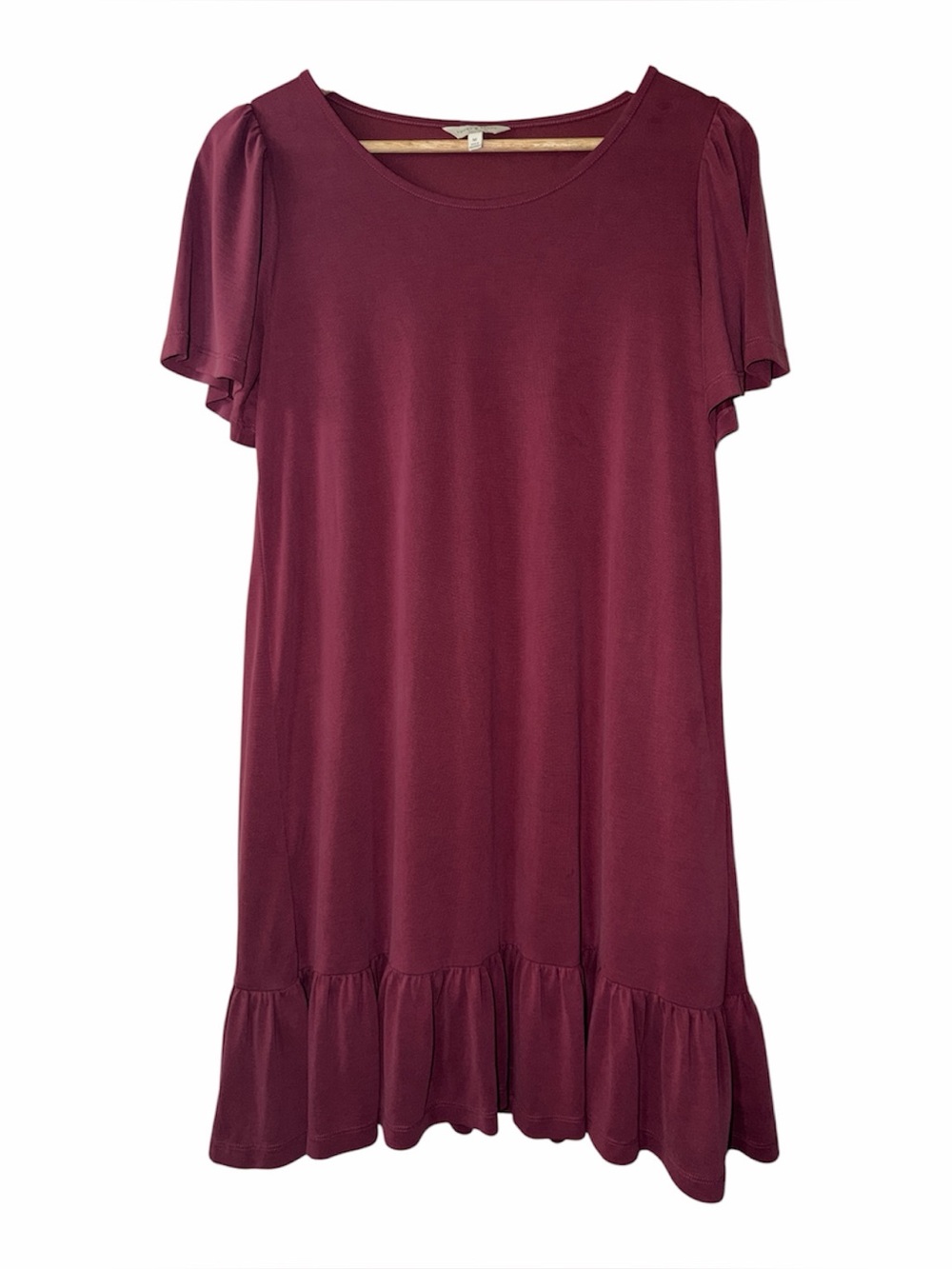 Lucky Brand Shirt Dress Crew Neck Women’s Medium Maroon Boho Revival